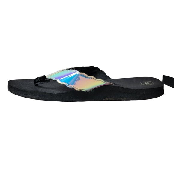 2/$15 Wonder Nation Girls Flip Flop Sandals Black Pastel Iridescent Scallop READ - Picture 5 of 13